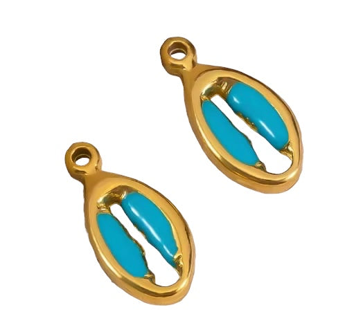 Coquillage turquoise I Doré